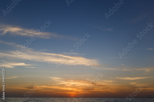 Scenic sky with clouds , sun