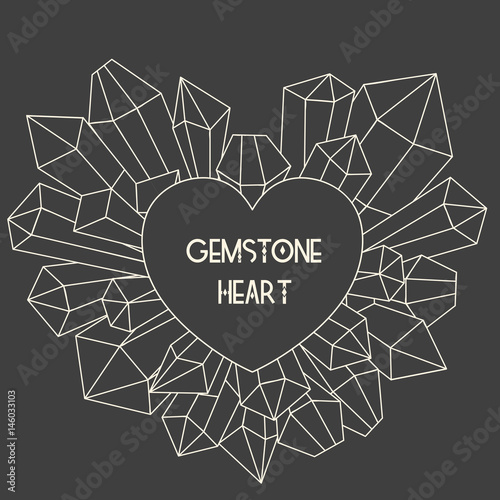Heart frame with mineral crystal splash beside it