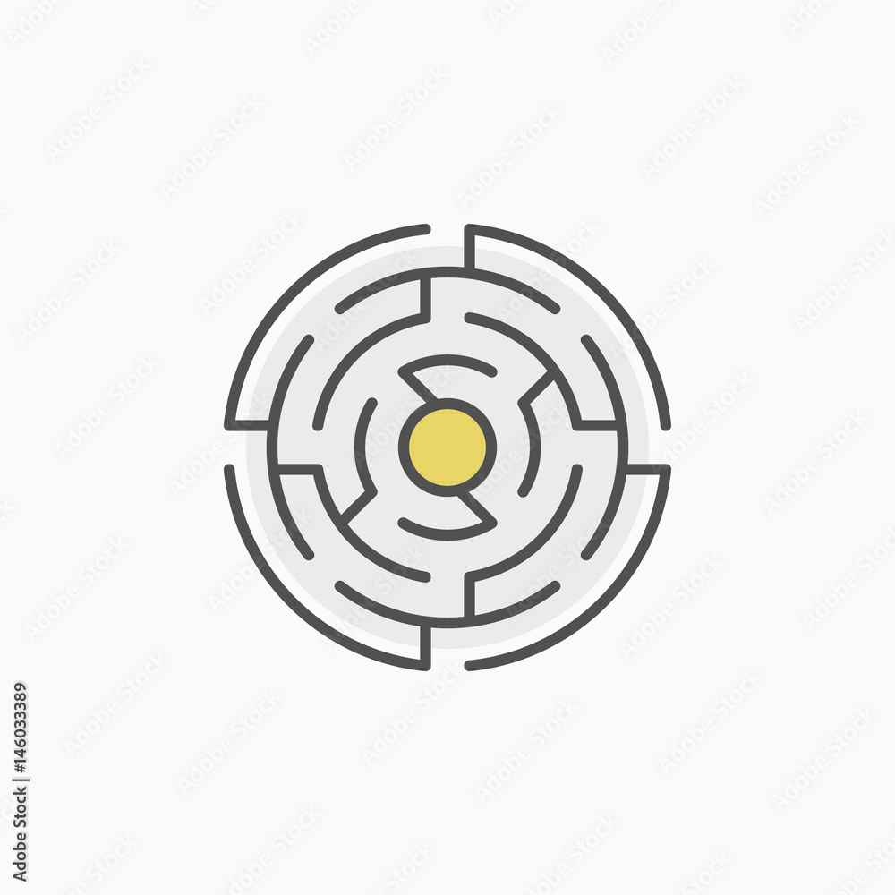 Colorful round maze icon Colorful round maze icon