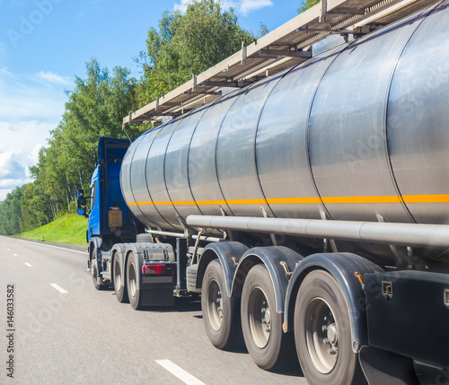 gas-tank truck goes on highway