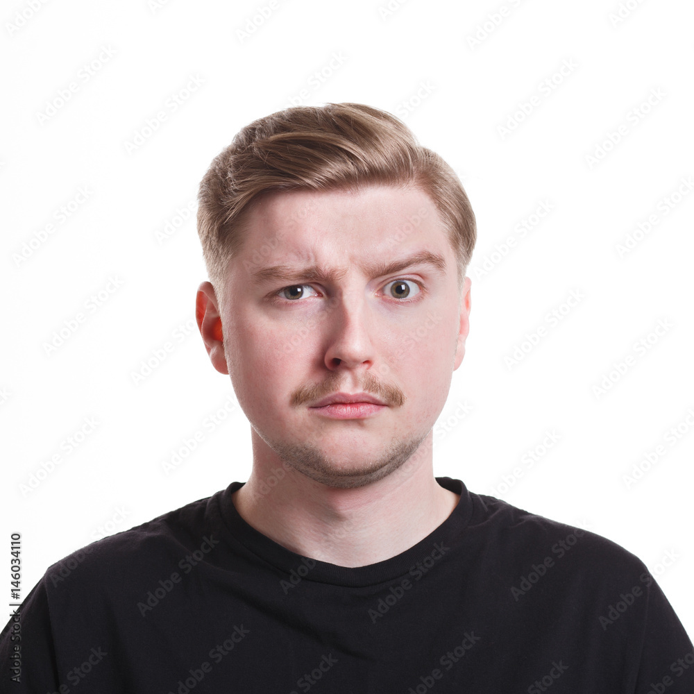 Negative human emotion, man expressing disgust Negative human emotion, man expressing disgust
