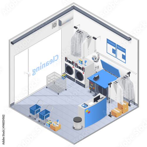 Laundry Interior Isometric Composition 