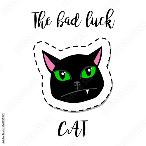 Fashion patch element black cat