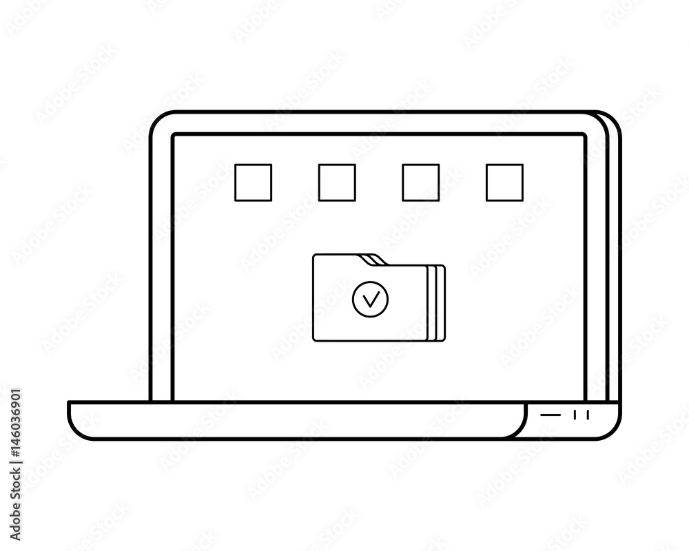 Laptop line art, simple gadget icon for web application, outline vector pictogram isolated on a white background, portable computer with display screen Laptop line art, simple gadget icon for web application, outline vector pictogram isolated on a white background, portable computer with display screen
