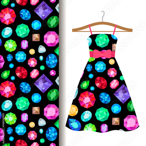 Women dress fabric pattern with gems