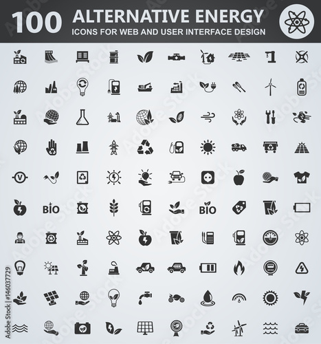 Alternative energy icons set