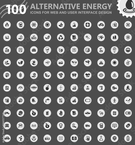Alternative energy icons set