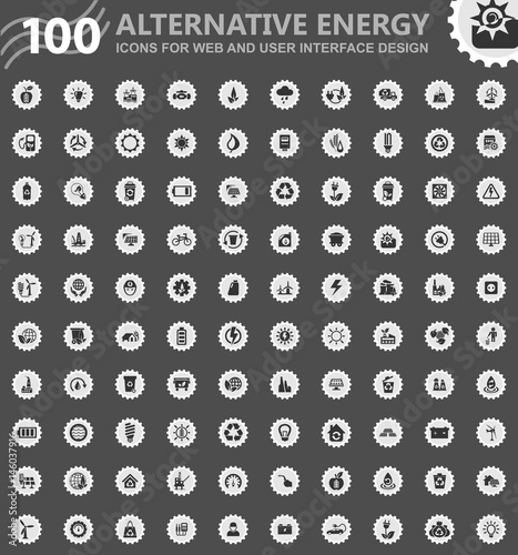 Alternative energy icons set