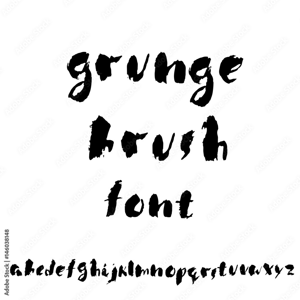 Hand drawn dry brush font. Modern brush lettering. Grunge style alphabet. Vector illustration. Hand drawn dry brush font. Modern brush lettering. Grunge style alphabet. Vector illustration.