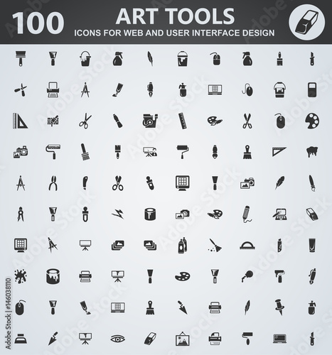 Art tools icons set photo