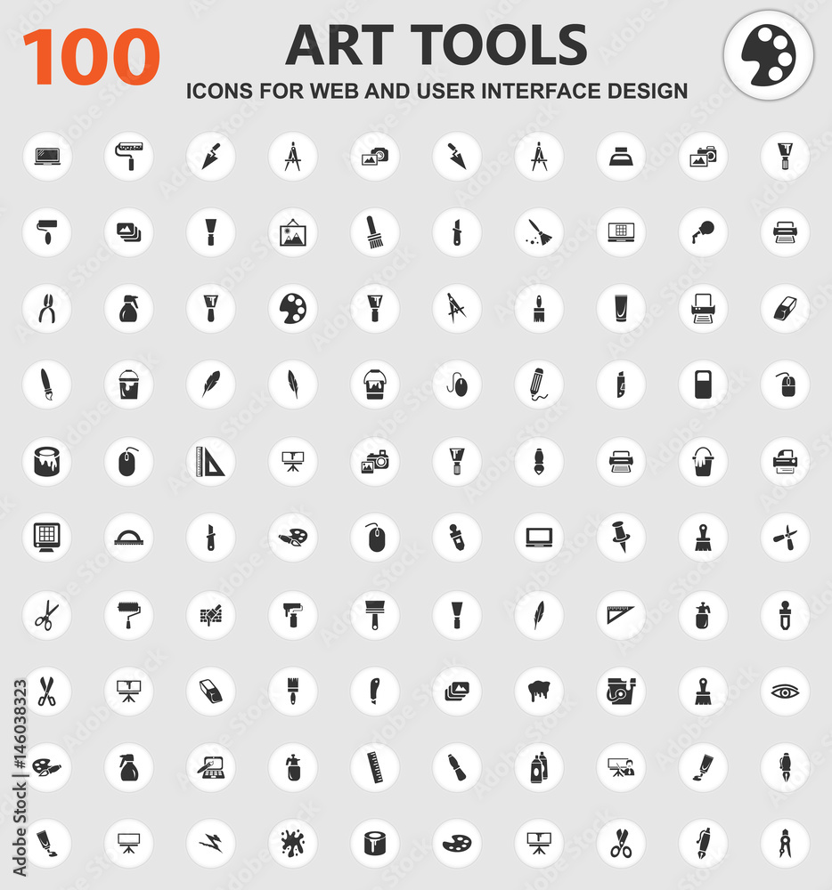Art tools icons set Art tools icons set