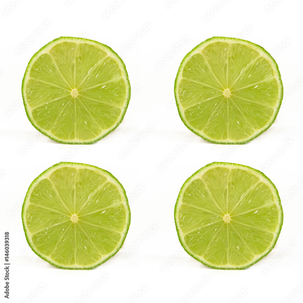 Fresh Lime Fruit Isolated on White Background