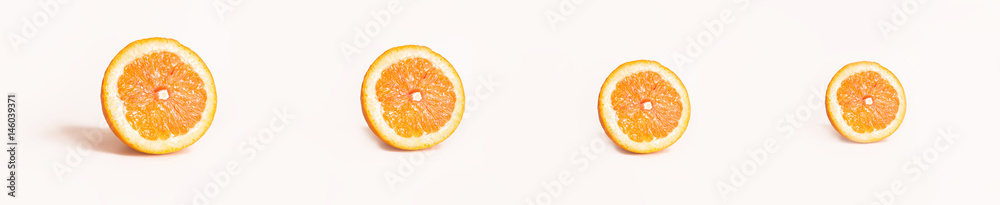 Bright and Fresh Orange slices in a Panoramic Image For Skinali. Bright and Fresh Orange slices in a Panoramic Image For Skinali.