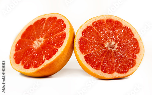 Grapefruit Citrus Fruit With Half Grapefruit Isolated on White Background With Clipping Path