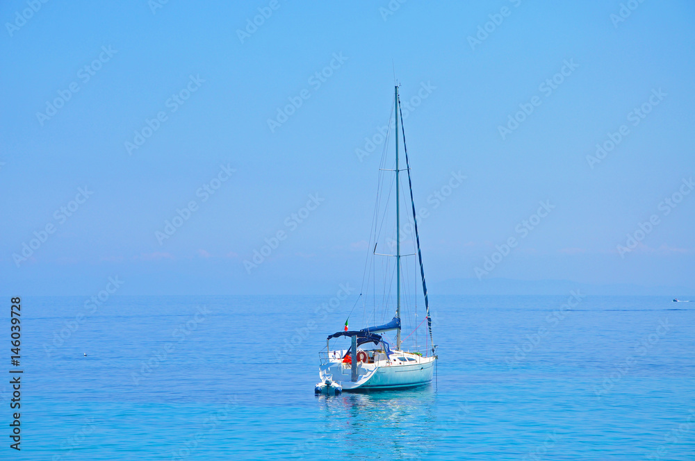 Lonely yacht in the sea