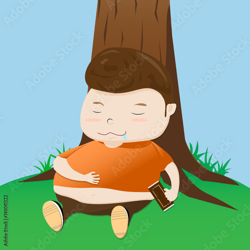 fat boy cartoon take a nap cartoon