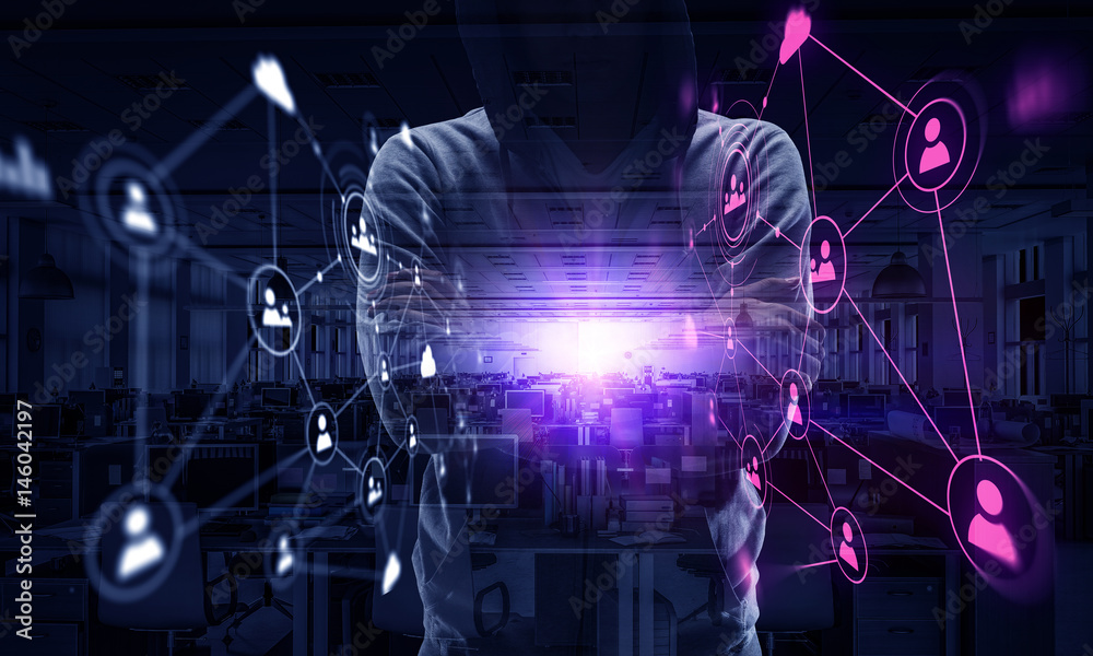 Be aware of hacker attack. Mixed media Be aware of hacker attack. Mixed media