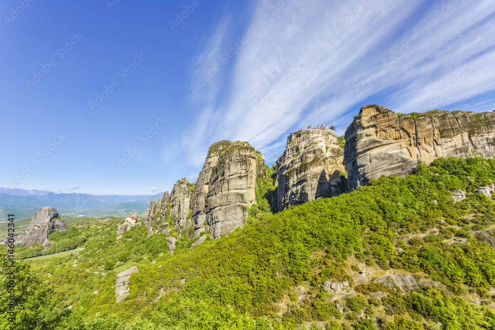 panoramic view on one of the Meteora monasteries