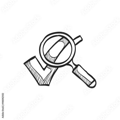 Sketch icon - Magnifier check mark