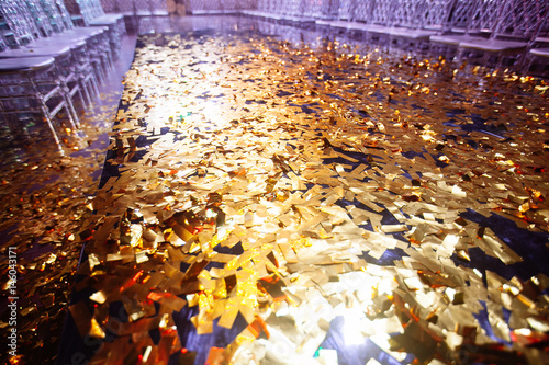 Fototapeta Naklejka Na Ścianę i Meble -  Golden confetti With Sparkling Glitter - Christmas and party background