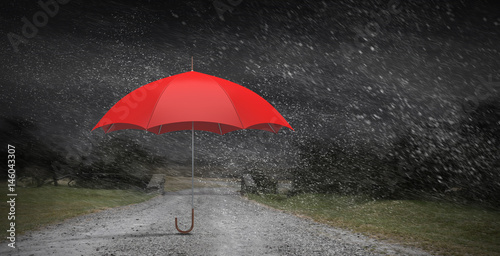 Color umbrella in sky