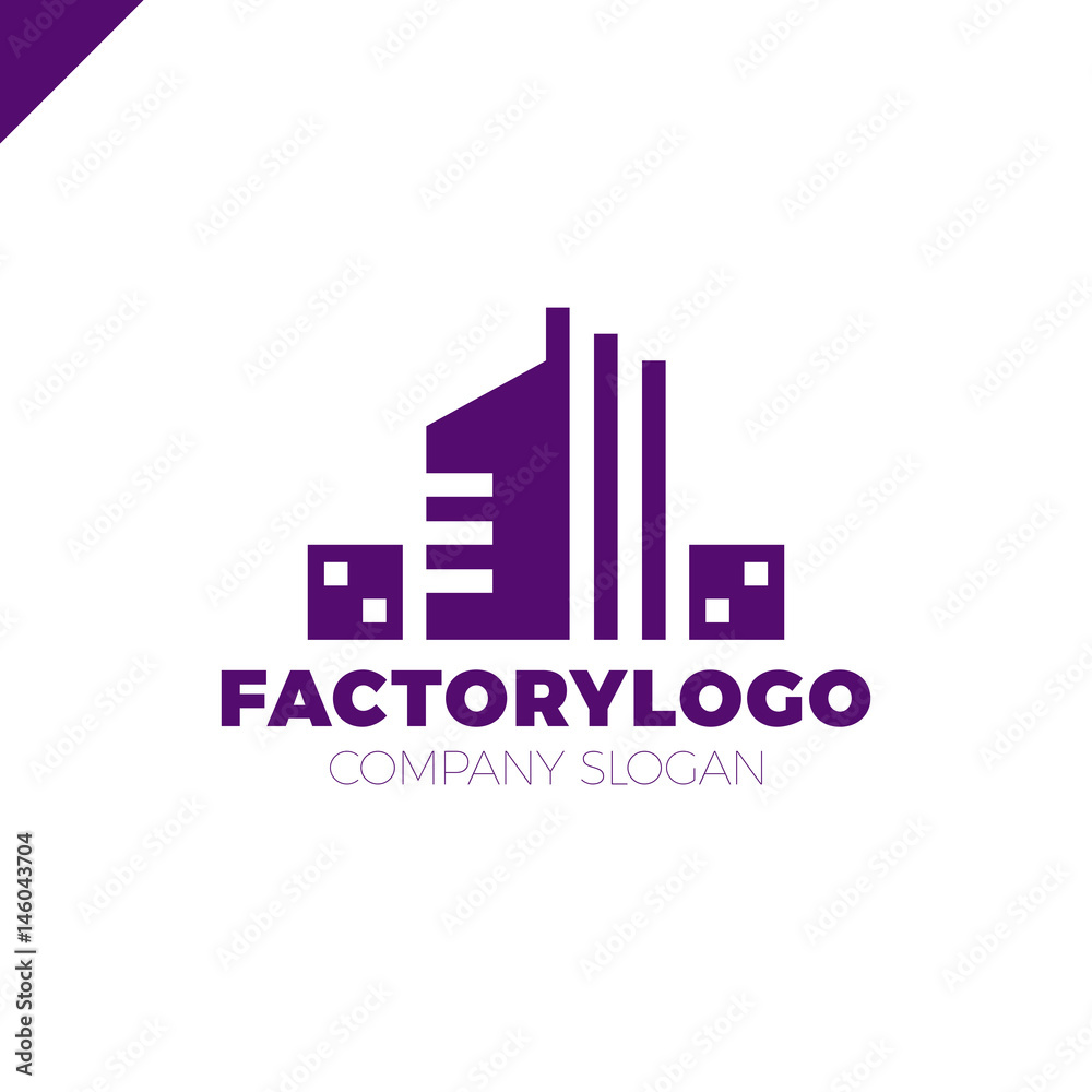 construction firm, factory or manifacture logo or apartment building logotype