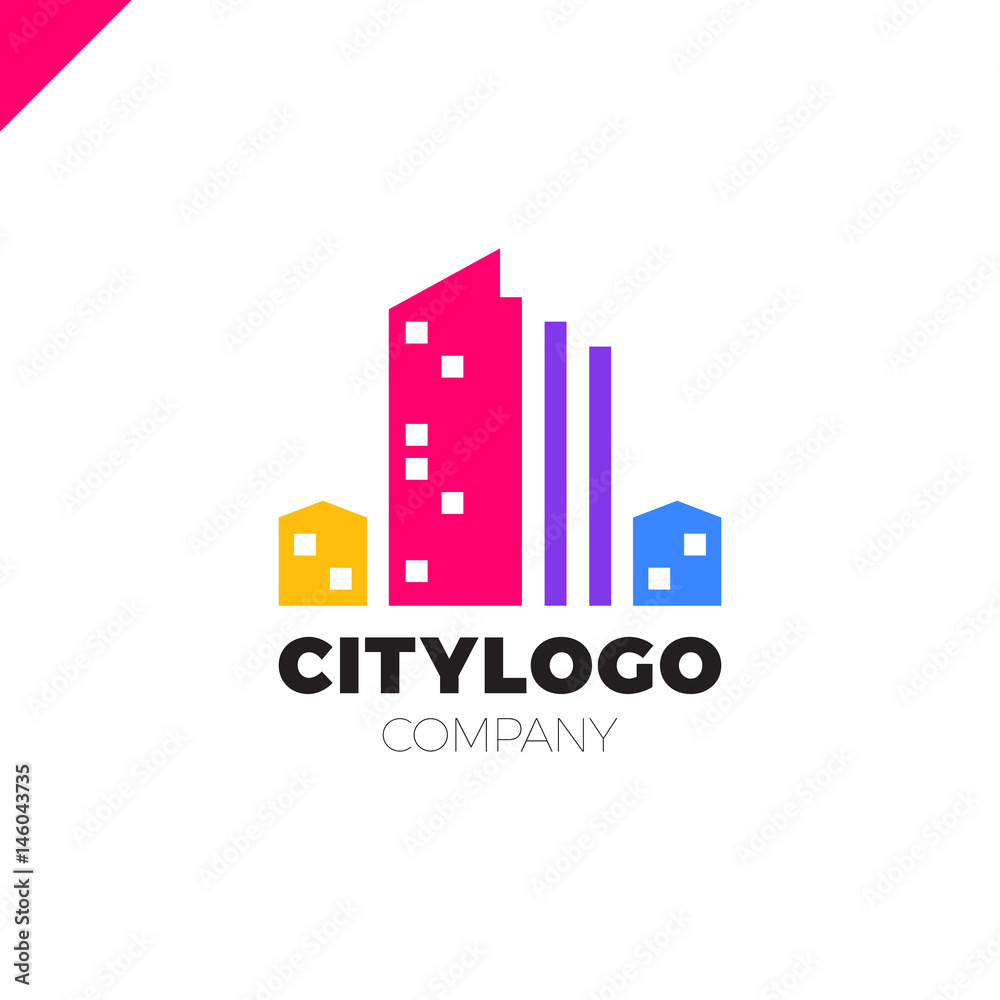 Abstract city building logo design concept. Symbol icon of residential, apartment and city landscape.