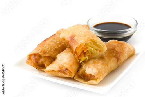 Vegetable spring rolls isolated on white background  