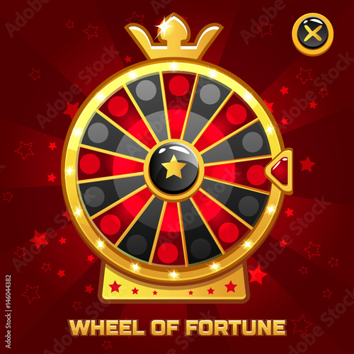 Vector Gold Wheel of Fortune For Ui Game element, background glow