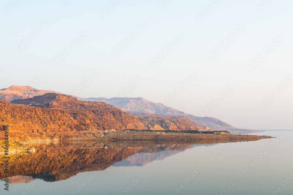 Scenic View Of Calm Dead Sea Against Clear Sky
