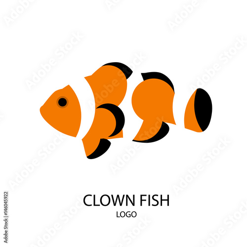 Valokuva The silhouette of clownfish. Flat design. Vector illustration.