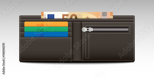 Wallet with Credit Cards and Banknotes