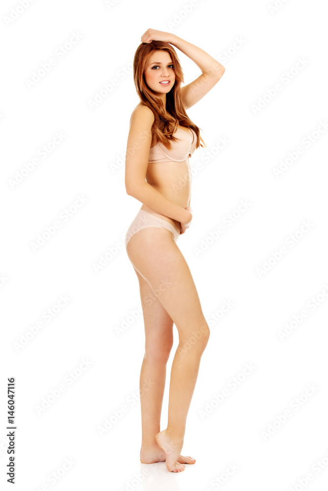Side view of beautiful woman in underwear Side view of beautiful woman in underwear