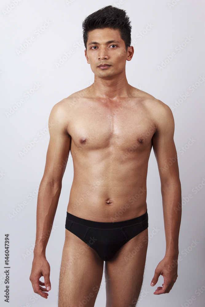 attractive male body with black underwear