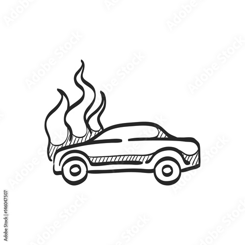 Sketch icon - Car on fire