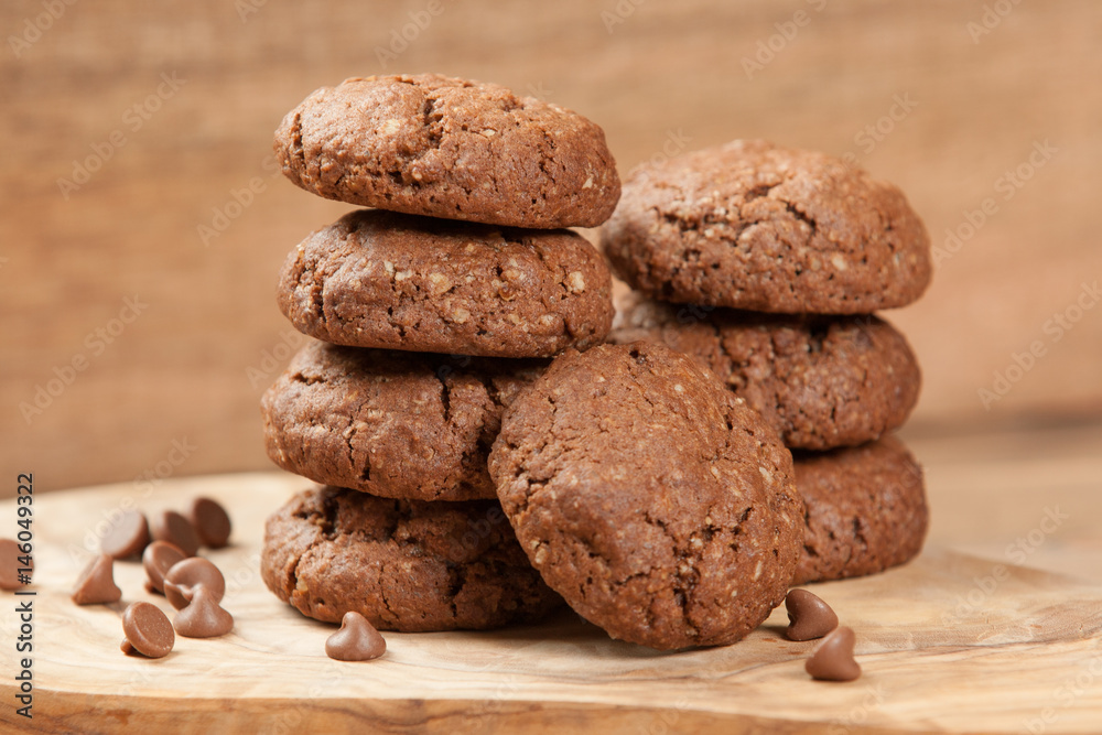 Home Baked Oat Cookies With Chocolate. Home Baked Oat Cookies With Chocolate.