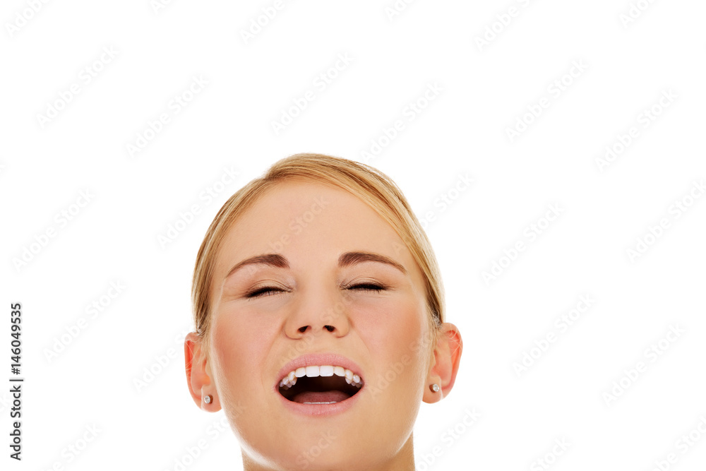 Stressed or angry young woman screaming Stressed or angry young woman screaming