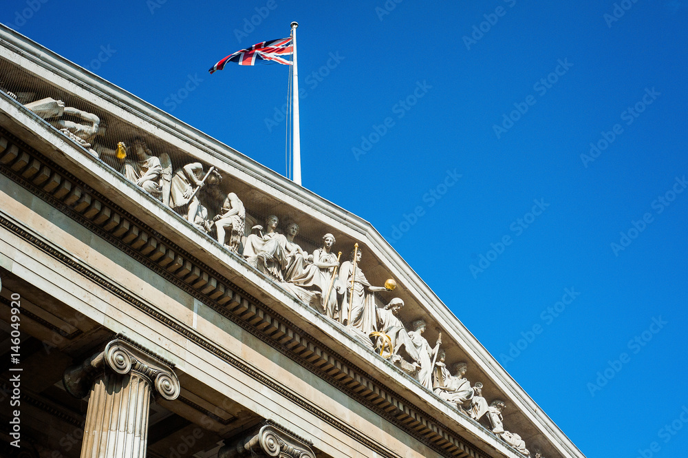 2017 January United Kingdom London British flag on the historic building