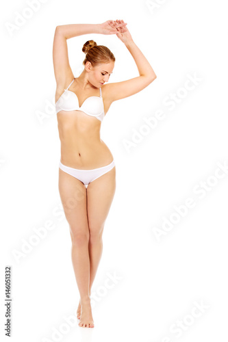 Young sexy woman in white underwear