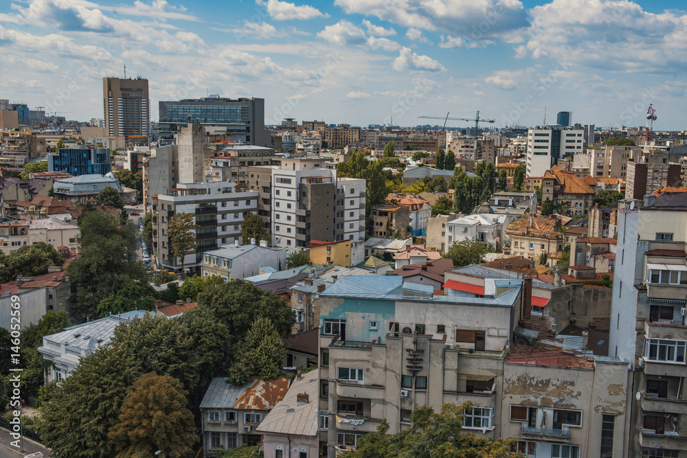 Bucharest view from above - contrast between new and old architecture.