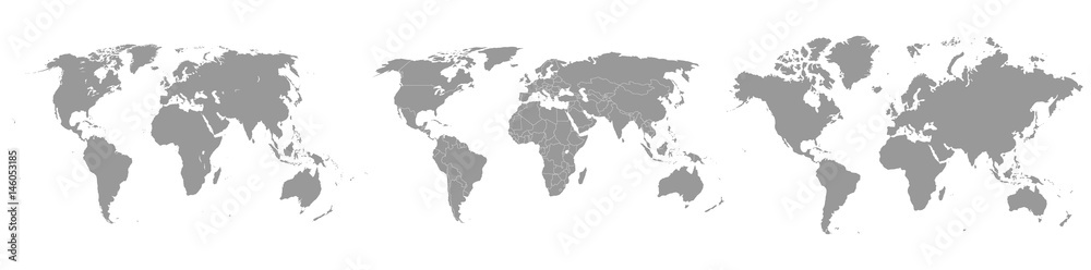 Fototapeta 3 różne typy map świata
