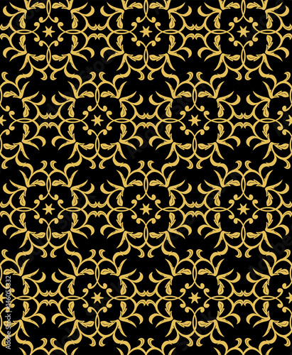 Abstract oriental ornament. Vintage classic dark gold seamless pattern Floral background for textile, wallpaper, pattern fills, covers, surface, print, gift wrap, scrapbooking, decoupage © gsshot