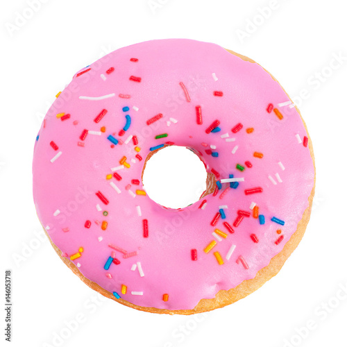 Fotografie, Obraz Pink donut closeup
