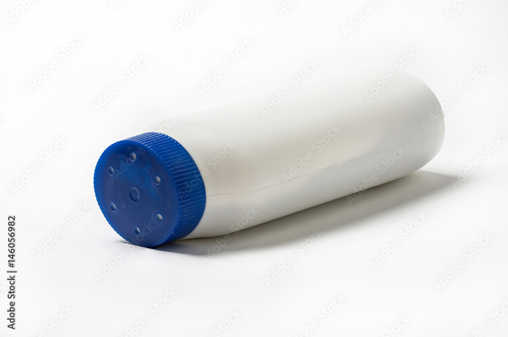 Body powder bottle on white background. Body powder bottle on white background.