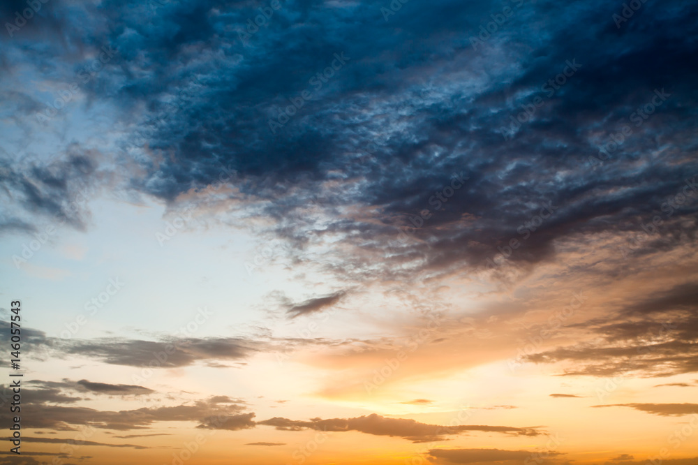 colorful dramatic sky with cloud at sunset