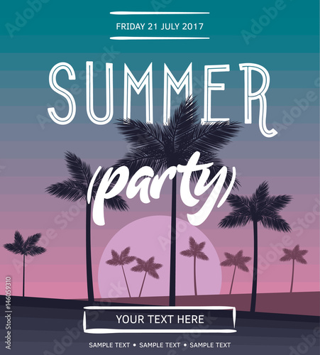 Summer party vector poster.