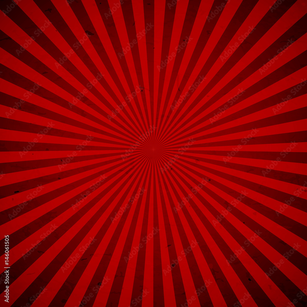 Red sun rays background with stains. Vector illustration eps 10.