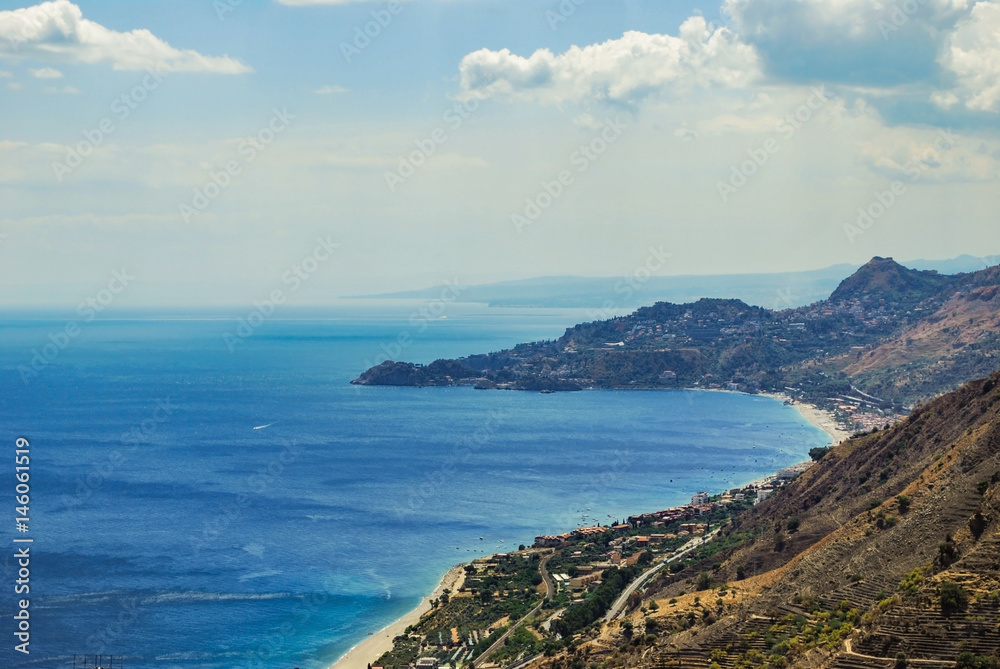 Letojanni and Taormina from Forza d'Agro. Sicily Letojanni and Taormina from Forza d'Agro. Sicily