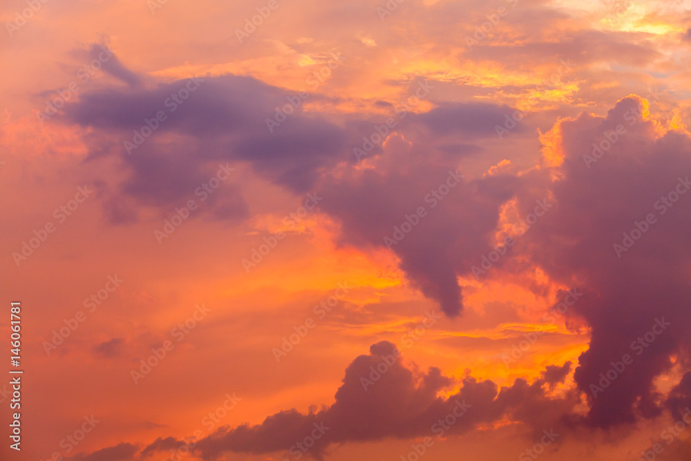 colorful dramatic sky with cloud at sunset