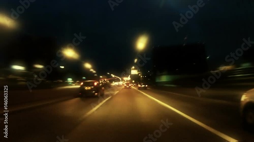 Fast Night Car Trip in Paris